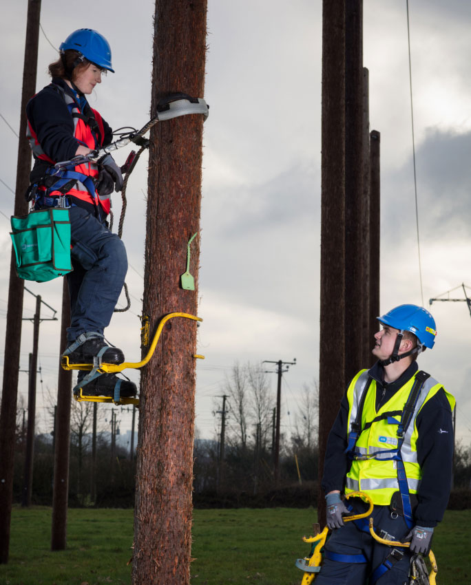 apprentices working at electricity pole